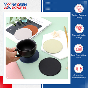 Standard Quality Best Selling Waterproof Heat-Resistant PU Leather Coffee Mat Coasters 10x10cm Modern Luxury Classic Bulk - Product Image 4