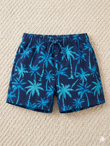 Conjunto de chaleco y pantalones cortos de algodón con estampado de palmeras California Dream de Little Sailors Boys, perfecto para uso diario - Product Image 4