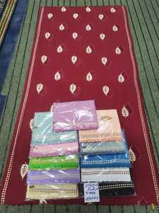 Wholesale Embroidered Swiss Voile <b>Shawl</b> Garbasaar Red Cream Leaf Rhinestone Diamond Border Scalloped Multicolor OEM ODM Custom - Product Image 3