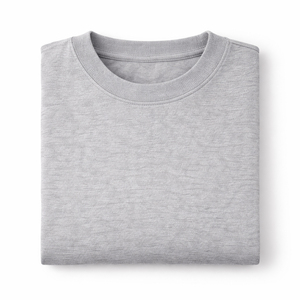 เสื้อยืดคอกลมสีเทาสำหรับผู้ชาย แขนสั้น ทรงปกติ ผ้าฝ้ายเจอร์ซีย์ 100% สีพื้น ดีไซน์คอกลม - Product Image 4