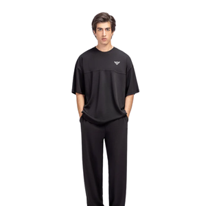 Camiseta de Algodón Negra para Hombre, Corte Regular, Estampado Serigrafiado, Estilo Casual, Transpirable, para Uso Diario, Moda Veraniega - Product Image 1