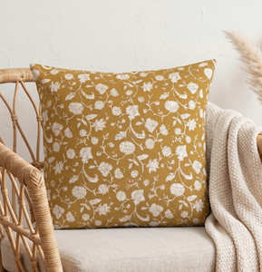 <b>Grey</b> Hand Block Printed Pillow <b>Cover</b> Garden Floral Accent Cushion Scandinavian Organic Modern Decor - Product Image 2