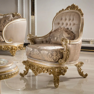 Ensemble de canapés sectionnels de luxe de style baroque français, sculptés à la main en bois de mahogany massif, rembourrés, meubles de salon classiques royaux pour villa - Product Image 6