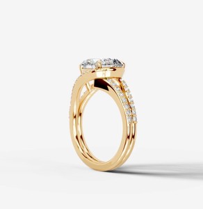 Bague de Fiançailles, de Mariage ou de Promesse Certifiée pour Femme en Argent Sterling 925 Plaqué Or avec Moissanite Taille Poire et Sertissage à Griffes - Product Image 2