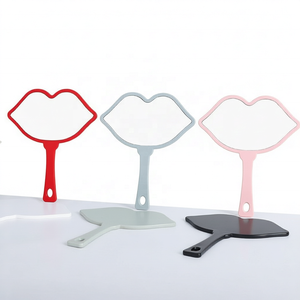 Luxury Handheld Lip Shape Diamond Personalized Cosmetic Compact <b>Mirror</b> Eyelash Checking <b>Mirror</b> With Your Logo - Product Image 1