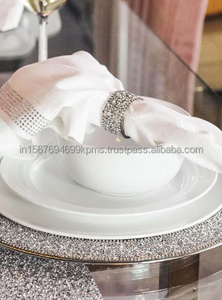 Rond de serviette en acier inoxydable de qualité supérieure perlé motif martelé réutilisable fiançailles/vaisselle Table créative/Look de mariage - Product Image 2