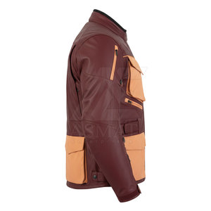 Veste de moto en cuir PU coupe-vent pour homme SASPORTS LEAGUE, col montant, fermeture éclair, couleur unie, coupe classique, vêtements d'hiver - Product Image 3