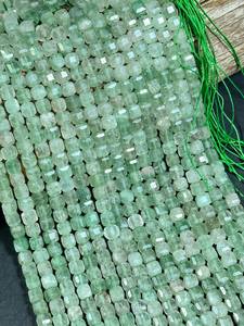 ลูกปัดหินควอตซ์สตรอเบอร์รี่สีเขียวธรรมชาติ รูปทรงลูกบาศก์เหลี่ยมเพชรพลอย สีเขียวสวยงาม ร้อยเป็นเส้นเต็ม สำหรับทำเครื่องประดับ - Product Image 4