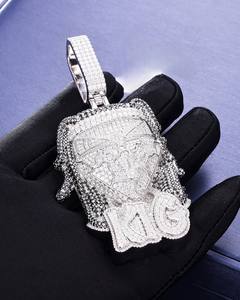 จี้ห้อยคอฮิปฮอปดีไซน์ 3 มิติแบบกำหนดเอง ประดับเพชรโมอิสซาไนต์สีดำ เกรด VVS ชุบโรเดียม ทันสมัย - Product Image 5