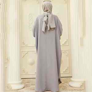 Venta al por Mayor de la Última Moda en Ropa Islámica de Oriente Medio, Abaya Musulmana Holgada y Elegante, Kaftan de Color Sólido, Talla Grande, Manga Murciélago - Product Image 2