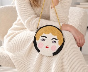 Sac à main rectangulaire fait main perlé avec broderie florale en coton, fermeture éclair, bandoulière chaîne, sac bandoulière pour soirée - Product Image 1