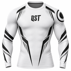 Men's Long Sleeve Rash Guard <b>Compression</b> <b>Shirt</b> Quick Dry Breathable MMA Gym Workout Wear White <b>Black</b> Sublimation Print - Product Image 1