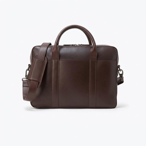 Maletín de Cuero Marrón Oscuro de Grano Completo con Logotipo Personalizado, Bolsa para Portátil de Negocios para Hombre con Correa para el Hombro, Fábrica OEM ODM - Product Image 1