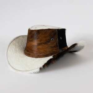 Chapeau de cowboy en cuir de vachette véritable avec poils, chapeau western pour femme, accessoires de mode pour adulte - Product Image 5