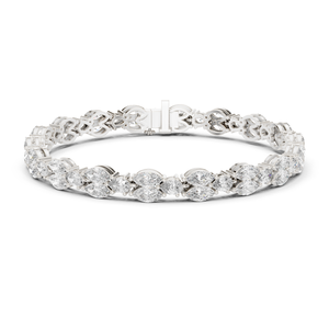 9Kt White <b>Gold</b> Pear Marquise Diamond Bracelet 54 Stones 9.029Ct High Jewelry Luxury Designer Statement Bridal Party Wear Luxe - Product Image 1