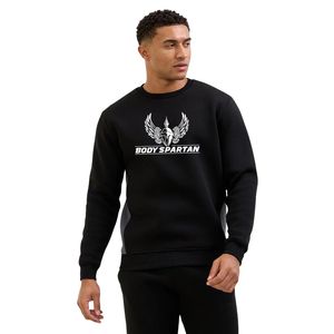 Sweat-shirt à col rond pour homme, couleur noire, style color block, en molleton décontracté, idéal pour le sport, la gym, le streetwear et la mode - Product Image 1
