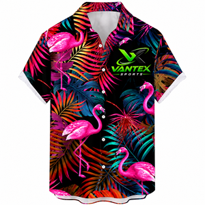 Chemise Hawaïenne Décontractée Vantex Sports pour Homme, à Bouton Unique, Manches Courtes, Imprimé Papillons Tropicaux, Idéale pour les Vacances d'Été, en Popeline Respirante - Product Image 3