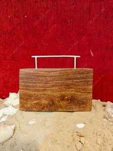 Luxury Diagonal Stripe Wooden Clutch Handbag with Brass Top Handle Designer Evening Party Wedding Hard Case <b>Bag</b> - Product Image 5