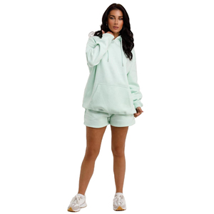 Ensemble de shorts et sweats à capuche pour femmes, personnalisables, prêts pour FBA, tenues deux pièces, vente en gros, prêts à être expédiés - Product Image 6
