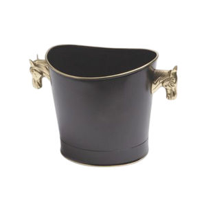 Cubo de hielo de lujo en acero inoxidable negro y dorado con forma de cabeza de caballo, enfriador de champán y vino para hoteles, hogares, fiestas y eventos. - Product Image 1