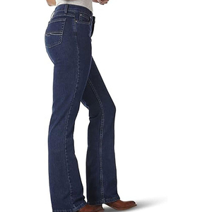 Jeans de Mezclilla de Cintura Alta y Pierna Recta para Mujer, Lavado Oscuro, Estilo Casual, Corte Regular, Azul Sólido, Estilo Otoñal - Product Image 2