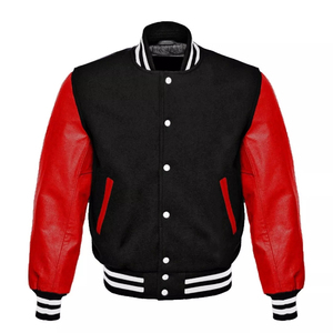 High Quality Patchwork Mens Jackets Jacket for Men Custom Embroidery Varsity Baseball Jacket <b>Red</b> White College Vintage Winter - Product Image 1