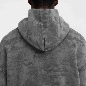 Sudadera casual para hombre con diseño de lavado ácido, que ofrece una sensación de algodón vintage y transpirable, y un corte relajado básico para la moda urbana moderna. - Product Image 2