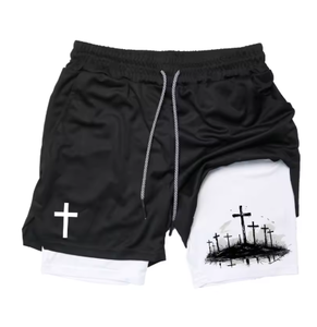Pantalones cortos de entrenamiento 2 en 1 para hombre, pantalones cortos de gimnasio de secado rápido con bolsillo para teléfono y presilla para toalla - Product Image 3