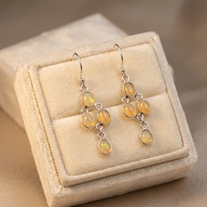 Pendientes colgantes de ópalo etíope natural, plata de ley 925, cabujón ovalado, piedra preciosa, joyería fina hecha a mano, regalo para ella - Product Image 5