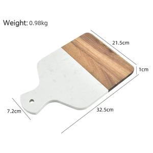 Tabla de cortar de madera de acacia personalizada para cocina con mango de madera de mármol, bandejas para servir carne y queso, logotipo grabado con láser - Product Image 2