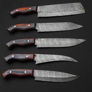 Juego de Cuchillos de Cocina Profesionales de 5 Piezas de Acero de Damasco, Mangos de Madera, Diseño Ambidiestro, Hojas de 67 Capas, Sostenibles y Duraderos - Product Image 2