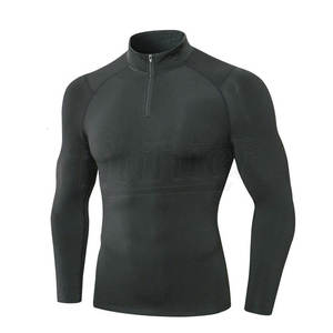 <b>Men's</b> White <b>Long</b> <b>Sleeve</b> Compression Shirt Half Zip Stand Collar Slim Fit Base Layer Athletic <b>Top</b> by Shahas International - Product Image 5