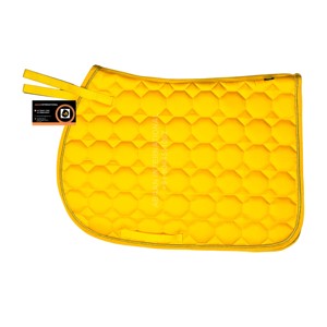 Almohadilla de montura acolchada de malla de alta calidad para caballo con ribete de cordón dorado y tela exterior de algodón para equitación - Product Image 1