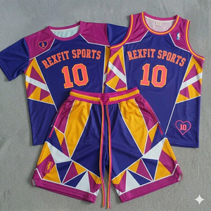 Maillot de basket Rexfit en gros, uniformes de basket personnalisés, impression numérique, ensemble de maillots respirants 100 % polyester - Product Image 6
