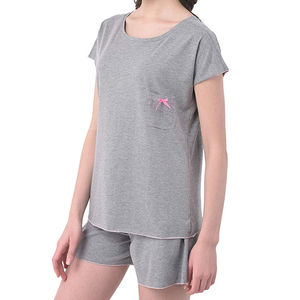 Conjunto de 2 Piezas para Mujer, 100% Algodón, Camiseta de Manga Corta con Cuello Redondo y Pantalones Cortos, Corte Regular, Estilo Casual de Verano - Product Image 1