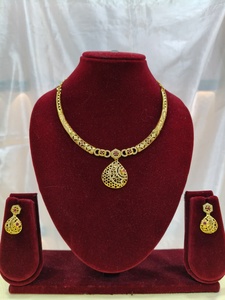 Indian Imitation 18K Gold Plated Brass Women's Trendy Lock Design Micro Insert Necklace <b>Set</b> Engagement Wedding Anniversary - Product Image 3