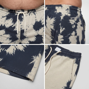 Shorts en molleton imprimés grande taille pour hommes, vêtements d'hiver, shorts de sport épais, shorts de jogging 100% coton polyester, tie-dye - Product Image 6