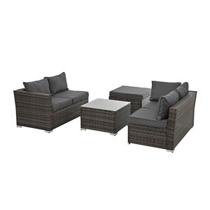 4 pezzi stagionale Set di mobili da giardino in vimini in PE con tavolino in vetro temperato per esterni mobili stagionali - Product Image 6