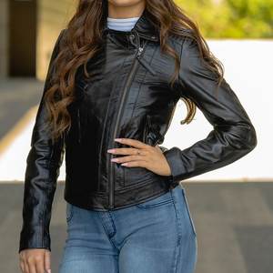 Nuevas Chaquetas Negras para Mujer con Logotipo Personalizado, Chaqueta Vintage para Invierno, Abrigo de Cuero Elegante, Chaqueta Bomber Genuina, Ropa Urbana - Product Image 2