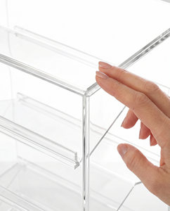 Mueble Moderno y Elegante para Mostrador de Óptica, Exhibidor de Ropa de Acrílico Transparente, Diseño de Esquina con 1 Estante - Product Image 2