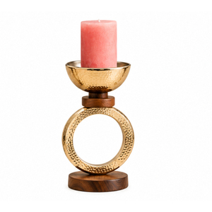 Candelabro de Metal Martillado de Estilo Moderno con Adorno de Bola de Madera para Decoración de Mesa de Boda, Precio de Fábrica - Product Image 2