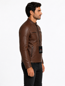 Blouson aviateur en cuir d'agneau premium pour homme, avec capuche amovible, idéal pour les tenues décontractées et les activités de plein air, vente en gros sous marque privée - Product Image 3