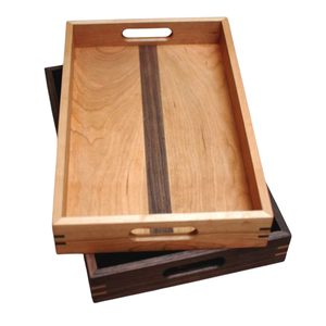 Plateau de service alimentaire en bois de forme rectangulaire, nouveau style, avec poignées, plateau de service alimentaire multifonctionnel pour la cuisine - Product Image 1