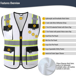 Chaleco de Seguridad Reflectante de Alta Visibilidad al por Mayor, con Múltiples Bolsillos y Cremallera, Ropa de Trabajo para Construcción, Tráfico y Trabajadores de Carreteras - Product Image 4