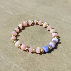 Best Quality Natural Pink Purple Opal Smooth <b>Beads</b> <b>Bracelet</b> Handmade Opal Adjustable Beaded Stone <b>Bracelet</b> For Women And <b>Men</b> - Product Image 2
