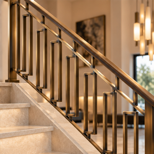 Rampe d'escalier en bronze géométrique pour hôtels de luxe modernes, villas et intérieurs d'escaliers contemporains - Product Image 4