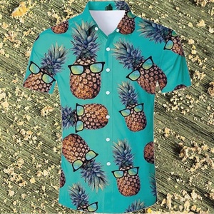 Chemise Hawaïenne Homme Anti-Plis Respirante Séchage Rapide Manches Courtes Imprimé Ananas Impression Numérique Col Rabattu Vacances d'Été - Product Image 2