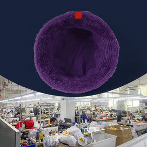 SIDDIQUI HOSINEX Women Adult Faux Fur Solid Laminated Casual Plush Dyed Washed Ripped Warm Bow Bucket Hat - Product Image 5