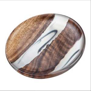 Handmade Round Wood Resin <b>Coasters</b> Olive Marble Acacia Bamboo Wood Pallet Marble Resin <b>Coaster</b> Holder Wood Inlay Non Mats Pad - Product Image 4