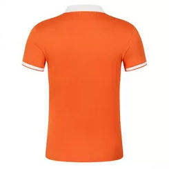 Mens Solid <b>Orange</b> <b>Polo</b> Shirt Contrast Collar Trim Short Sleeve Breathable Casual Summer Golf Tennis Wear - Product Image 2